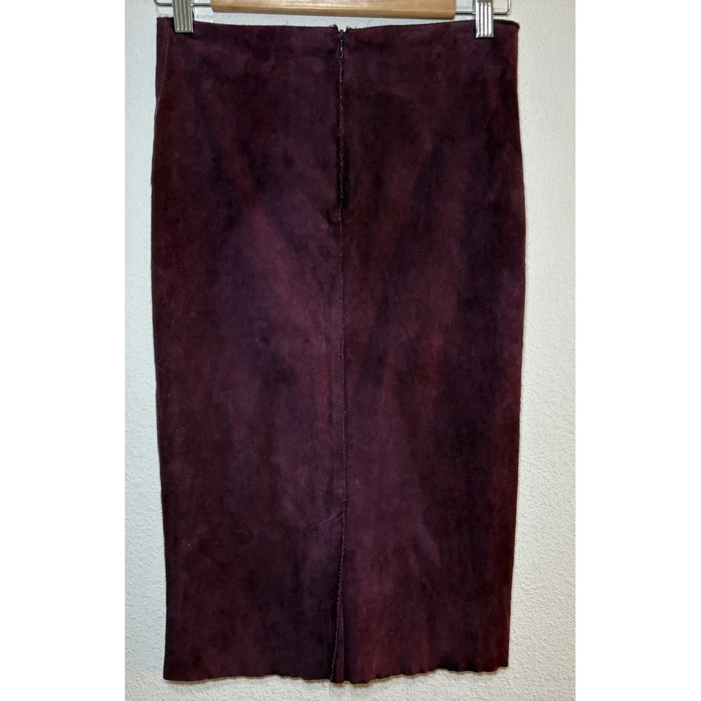 Jitrois Stretch Leather Skirt Burgundy Lambskin Size 36 XS Designer Edgy Chic - Picture 2 of 9